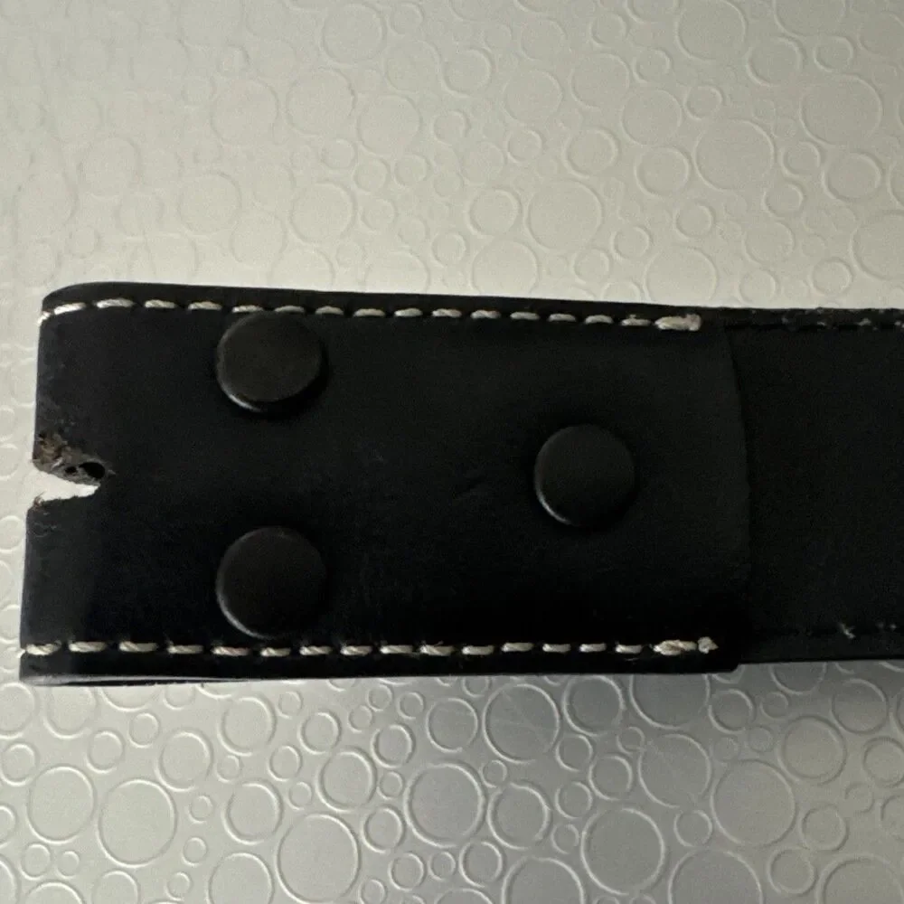 Nocona Black Leather Western Belt Strap No Buckle 32 Concho Laced Edge Cowboy